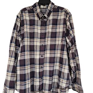 Eddie Bauer Men's Casual Plaid Shirt - Purple and Cream